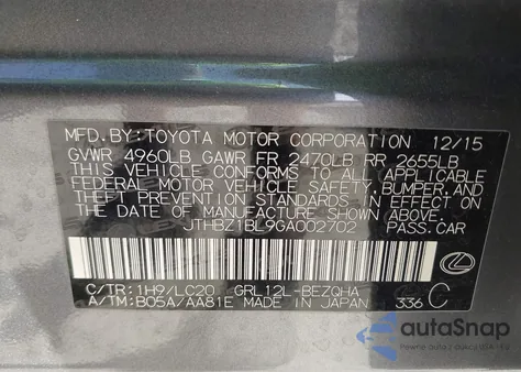 2016 Lexus Gs 350 z USA, uszkodzony, nr VIN JTHBZ1BL9GA002702